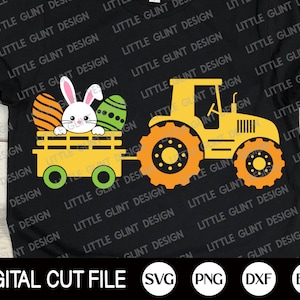 Lapin en tracteur svg, Easter Svg, Happy Easter Svg, Easter Bunny Svg, Svg Easter, Easter Svg For Kid, Dxf, Svg Files For Cricut, Silhouette