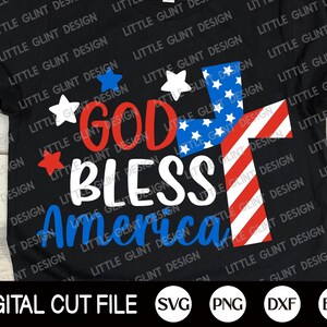 神はアメリカを祝福します SVG、7 月 4 日の独立記念日 SVG、独立記念日 PNG、メモリアル デー、アメリカのクリスチャン シャツ、イエス SVG、DXF、Cricut 用の SVG ファイル