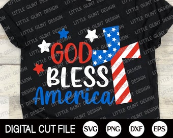 God Bless America Svg, 4th of July Svg, Independence day Png, Memorial day, America Christian Shirt, Jesus Svg, Dxf, Svg Files For Cricut