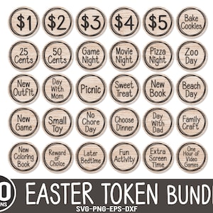 30 Ostern SVG, Oster LaserDateien, Ostern Münze SVG, Ostern Ei Preise, Ostern Münze, Kinder Laser, Glowforge Datei