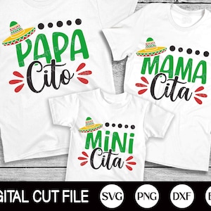Cinco de Mayo Svg, Mama Cita, Papa Cita, MIni Cita, Regalo per la festa della mamma, Margarita Svg, Cinco De Mayo Png, Camicia per bambini, File Svg per Cricut