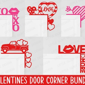 Valentine Door Corner SVG Bundle, Valentines Svg, Door Corner Sign, Heart Laser, Glowforge Svg, Valentine Door Decor, Svg Files For Cricut