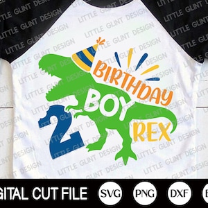 Dinosaurier Geburtstag Junge Rex Svg, 2. Geburtstag Svg, Geburtstag Junge, T-rex Svg, Kinder Zwei Geburtstag, Geburtstag Saurus Shirt, Svg Dateien für Cricut