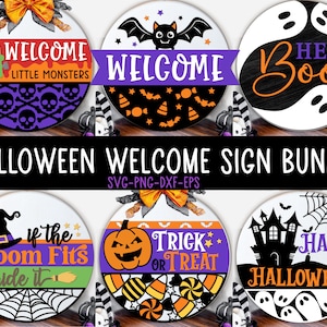 Round Halloween Door Hanger, Digital file can be used as a cutting file or printable. 
It is great for Round Door Hanger etc.