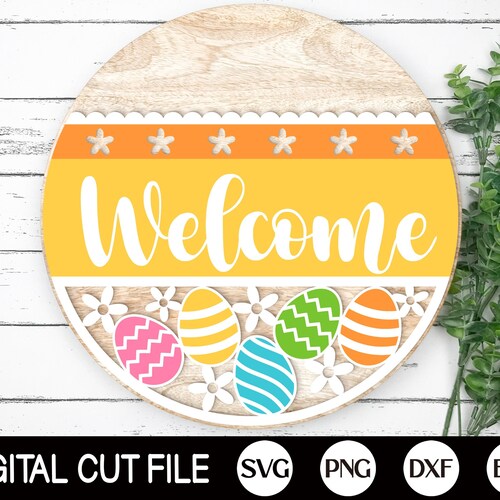 Easter Sign Easter SVG Round Door Hanger Etsy
