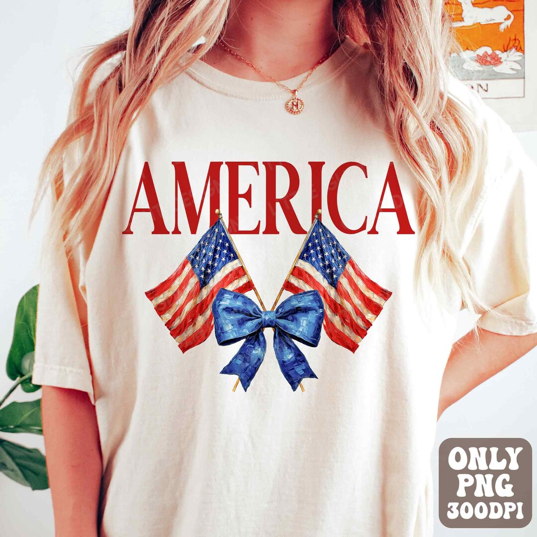 Preppy American Flag Png, 4th of July Png, Coquette Bow Png, Usa Flag ...