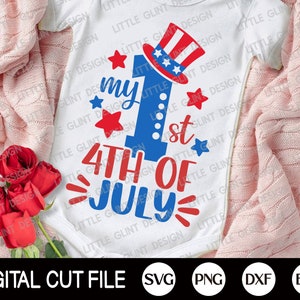 Mein 1. 4. Juli Svg, 4. Juli Svg, meine erste vierte Juli, Gedenktag, amerikanische Baby Boy Shirt, Dxf, Png, Svg-Dateien für Cricut