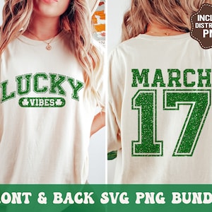 Lucky Vibes 17 mars SVG, SVG universitaire de la Saint-Patrick, trèfle Png, trèfle paillettes Png, chemise rétro Saint-Patrick, fichiers Svg pour Cricut