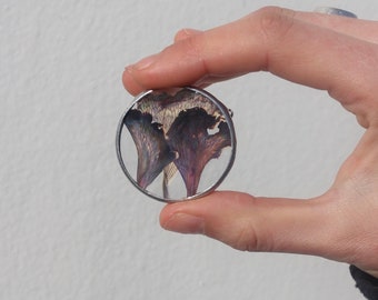 Stained glass art, Real dried flower, Handmade brooch, Purple pressed flower brooch in stained glass technique, Fashion brooch pin,For woman