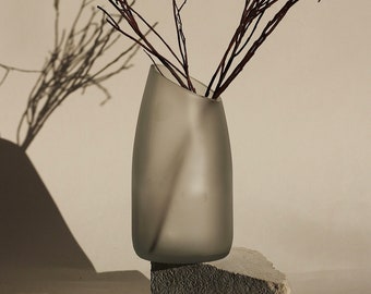 Matte upcycled wine bottle vase, Minimalist vase, Eco home decor, Decorative glass vase, Flower vase glass, Housewarming gift for women