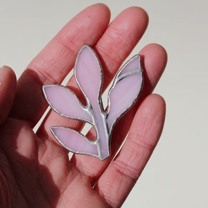 Plant stained glass brooch pin, Stained glass art, Handmade jewelry for woman, Flower brooch, Cute ornament for her, Glass flora accessory