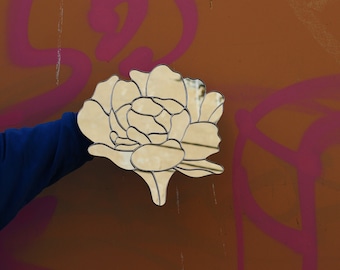 Stained glass wall mirror, Peony mirror, Plant stained glass mirror, Mirror wall decor, Peony Decorative Mirror