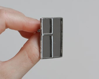 Rectangular Mirror Window Brooch, Modern Geometric Jewelry,  Handmade Wearable Art Pin, Architectural Jewelry