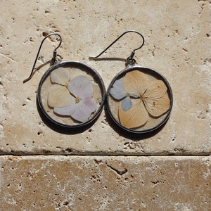 Pressed flower earrings as a 21st birthday gift for her, Stained glass earrings, Minimalist dangle & drop earrings, Real dried flower image 3
