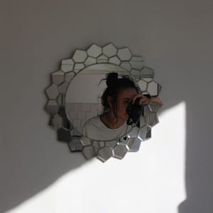 Stained-glass wall mirror Sun 2-tier, Sun mirror, Stained glass art, Mirror wall decor, Decorative Mirror