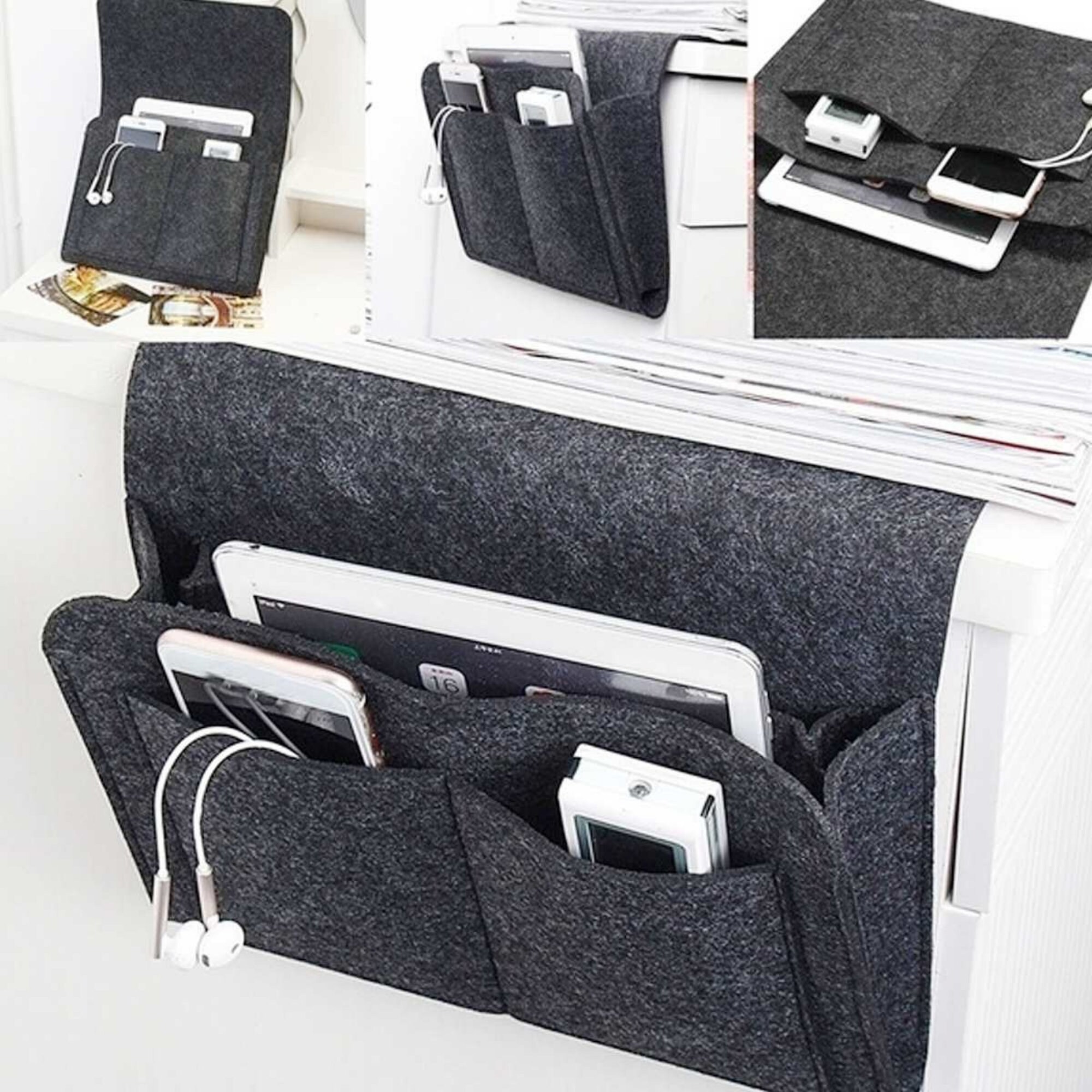 Felt Bedside Storage Bag Organizer Bed Desk Bag Sofa Hanging - Etsy Ireland