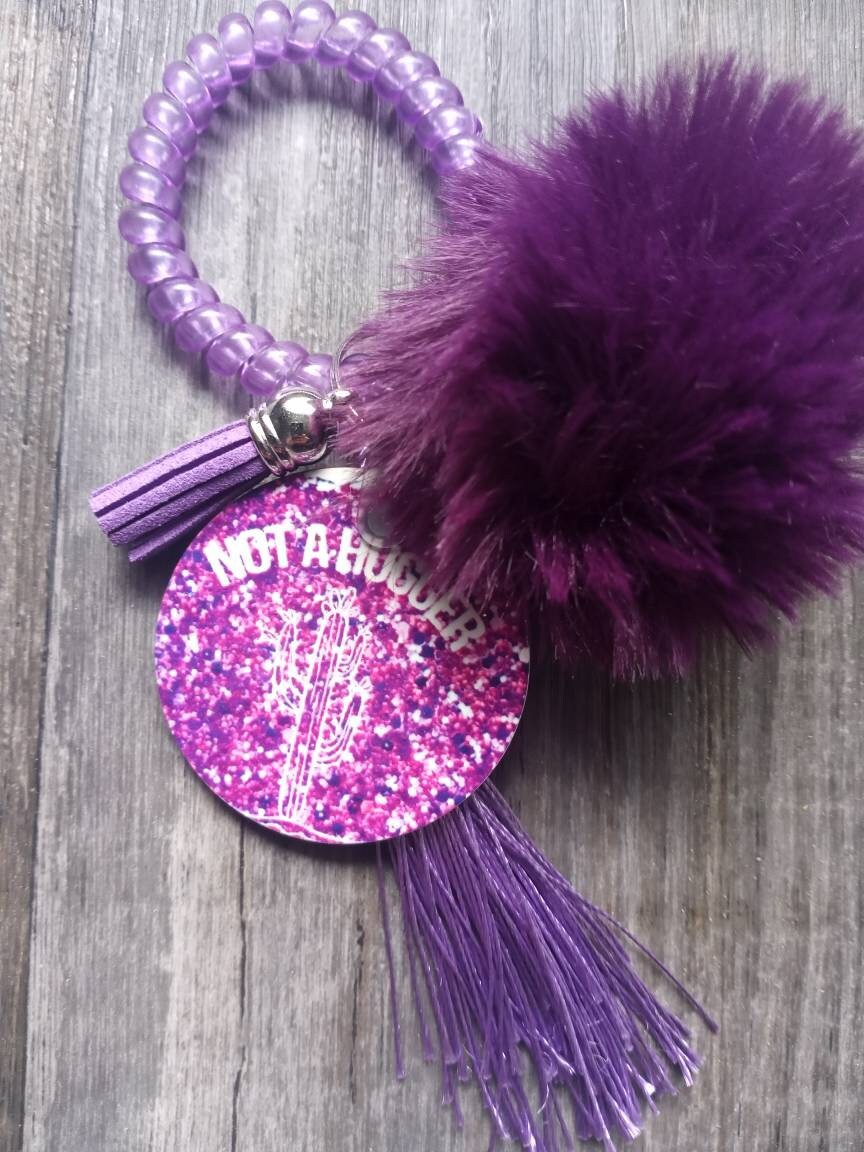 Purple not a higher keychain faux glitter keychain with pom Etsy