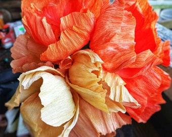 Single Crepe Paper Poppy- handmade crepe paper- made to order Poppies- paper flowers for Mother's day gifts- one paper poppy