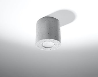 Lampada da soffitto RODA in cemento/ Lampada minimalista / Lampada grigia geometrica / Design Loft / Illuminazione moderna fatta a mano