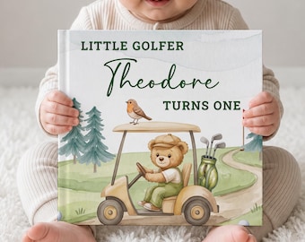 Personalized Golf First Birthday Book, Custom Golfer Storybook With Name For Toddlers, 1st Birthday Keepsake Gift for Boy, Baby Memory Book