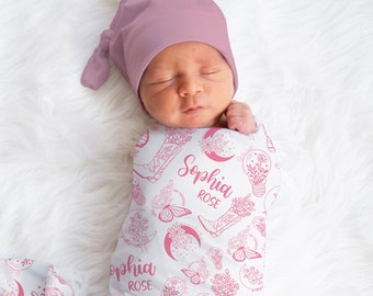 Personalized Cowgirl Swaddle Blanket Western Name Baby Blanket Newborn Baby Girl Coming Home Outfit Hospital Photo Outfit Baby Shower Gift
