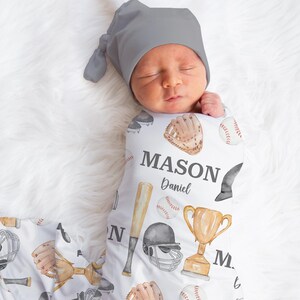 Personalized Baseball Swaddle Blanket Sports Name Baby Blanket Newborn Baby Boy Coming Home Outfit Hospital Photo Outfit Baby Shower Gift