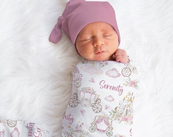 Personalized Princess Swaddle Blanket Castle Name Baby Blanket Newborn Baby Girl Coming Home Outfit Hospital Photo Outfit Baby Shower Gift