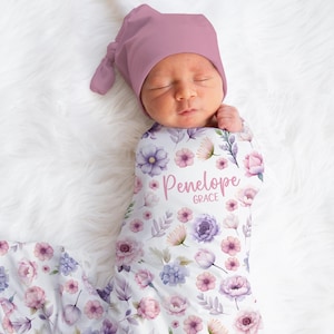 Personalized Wildflowers Swaddle Blanket Flowers Baby Blanket Newborn Baby Girl Coming Home Outfit Hospital Photo Outfit Baby Shower Gift