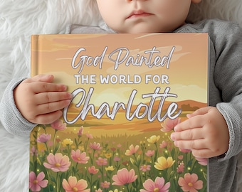 Custom Christian Book With Name, Baptism Gift, Personalized Children's Book, God Painted World, Baptism Gift for Boy or Girl Prayer for Kids