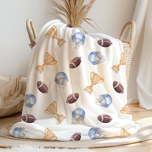 Custom American Football Baby Name Blanket Personalized Swaddle Hospital Blanket New Mom Gift Newborn Gift Baby Shower Gift Toddler Blanket