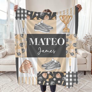 Baseball Blanket, Custom Boy Sports Nursery, Baseball Crib Bedding, Kids Name Blanket, Toddler Birthday, Personalized Baby Shower Gift