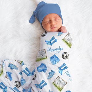 Personalized Football Swaddle Blanket Sports Name Baby Blanket Newborn Baby Boy Coming Home Outfit Hospital Photo Outfit Baby Shower Gift