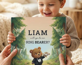 Personalized  Ring Bearer Proposal Gift, Teddy Bear Ring Bearer, Custom Wedding Storybook With Name For Boy