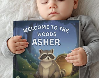 Personalized Woodland Baby Book With Name, First Birthday Gift, Kids Gift, Grandchild Baby Shower, Custom Bedtime Children's Storybook