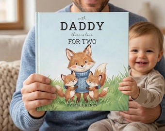 Personalized First Fathers Day Book From Kids, New Dadddy & Baby Keepsake Gift, Gift from Twins, Birthday Gift for Dad From Siblings