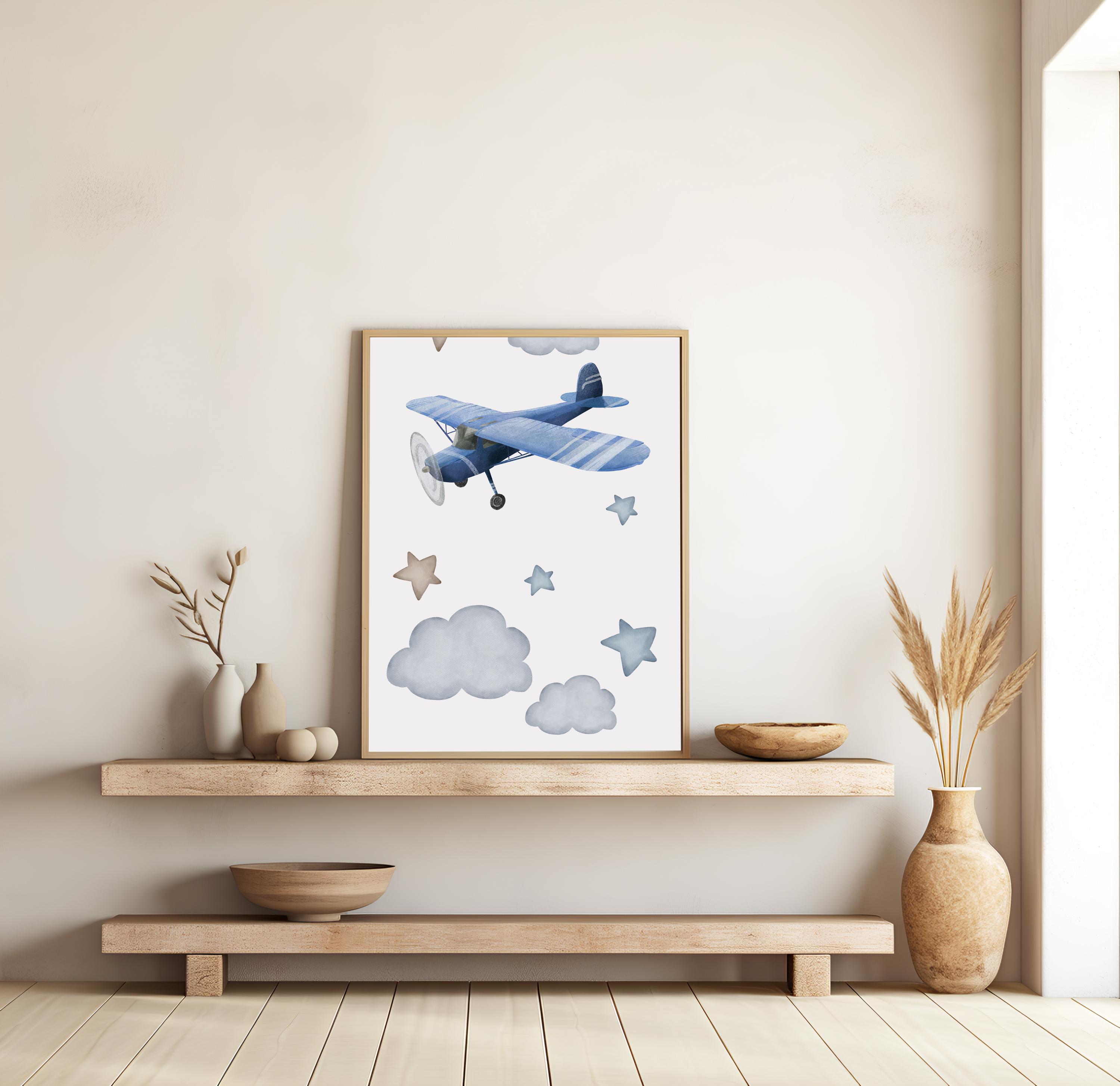 Set of 3 Airplane Prints, Aviation Wall Art Set, Clouds Posters, Modern ...
