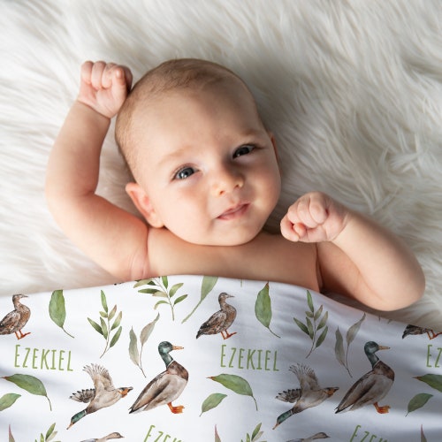 Mallard Duck Milestone Blanket Personalized Duck Baby Boy Etsy