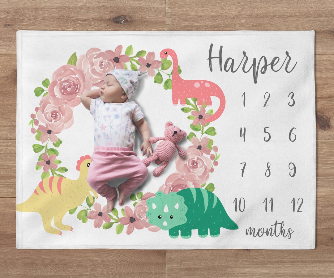 Dinosaur Milestone Blanket, Custom Tyrannosaurus Rex Blanket