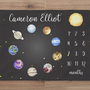 Baby Milestone Blanket, Custom Space Month Blanket, Space Baby Growth ...