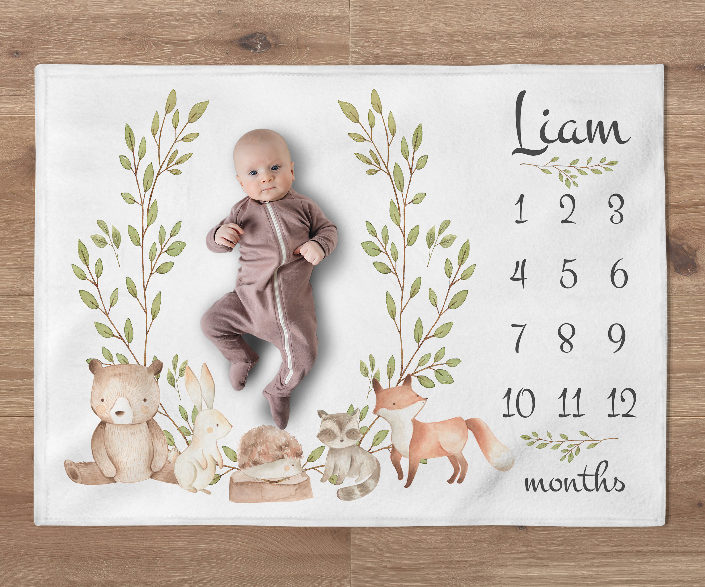 Woodland baby milestone blanket sale