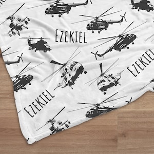 Custom Helicopter Name Blanket, Personalized Airplane Swaddle, Navy Helicopter Swaddle, New Mom Gift, Newborn Gift, Baby Shower Gift image 6