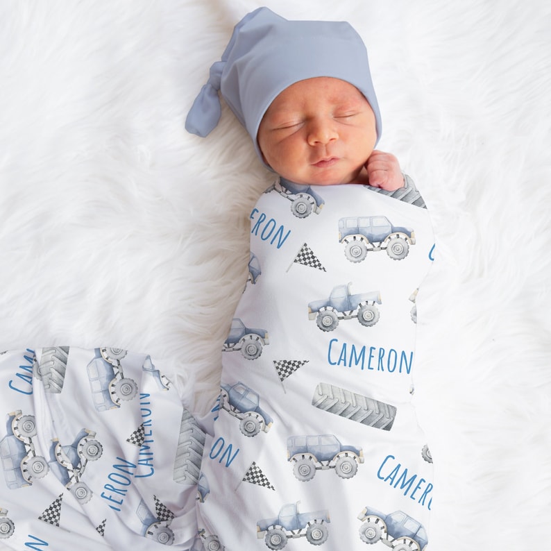 Personalized Baby Blanket With Name - Custom Flannel Swaddle Blanket 30x40 Inches (Cow Design)