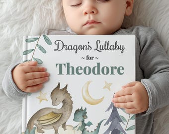 Personalized Dragons Book With Name, Custom Lullaby Storybook For Toddlers, Baby Keepsake Gift, Baby Shower Present for Boy