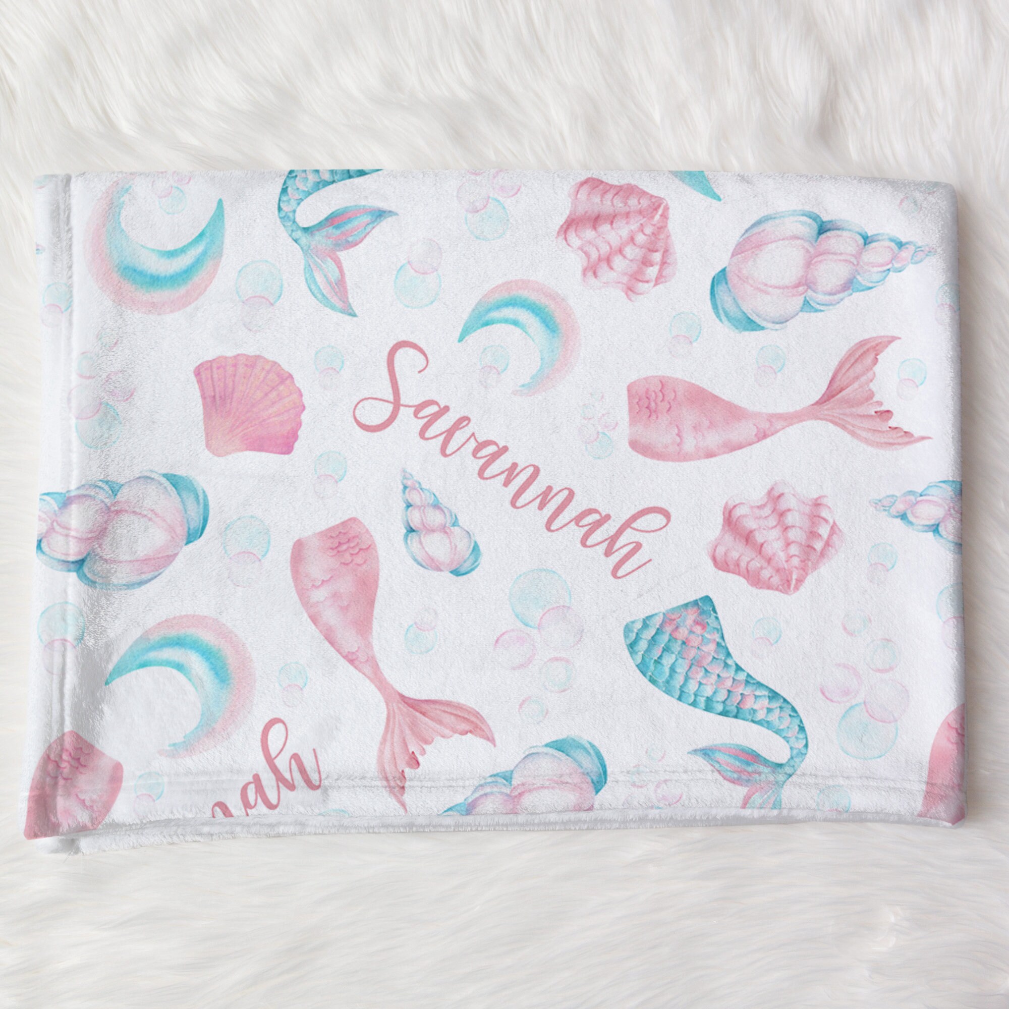 Custom Name Mermaid Blanket For Kids - Personalized 30x40 Inch Super Soft Fleece Throw - View #10