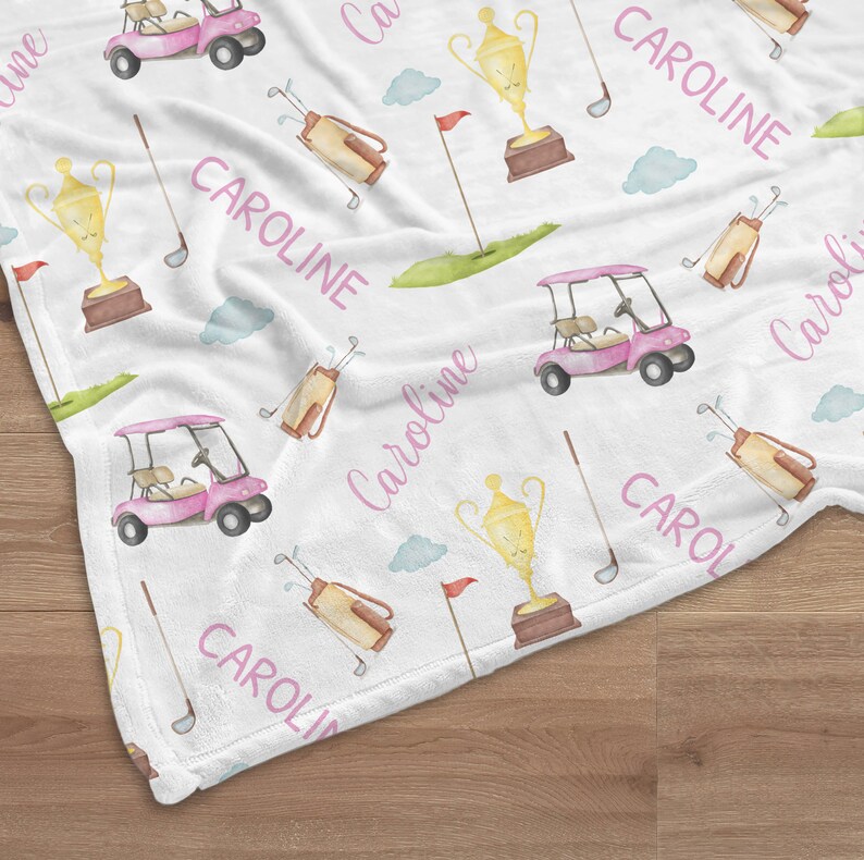 Custom Golf Baby Name Blanket Personalized Baby Girl Swaddle Etsy