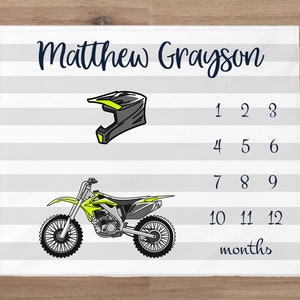 Motocross Milestone Blanket, Custom Dirt Bike Boy Milestone Blanket, Motocross Nursery, Motorcycle Milestone Blanket, Baby Shower Gift