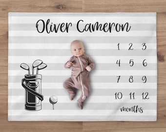 Golf Milestone Baby Blanket, Golf Monthly Milestone Blanket, Golf Milestone Quilt, Golf Nursery, Newborn Gift, Golf Baby Shower Gift