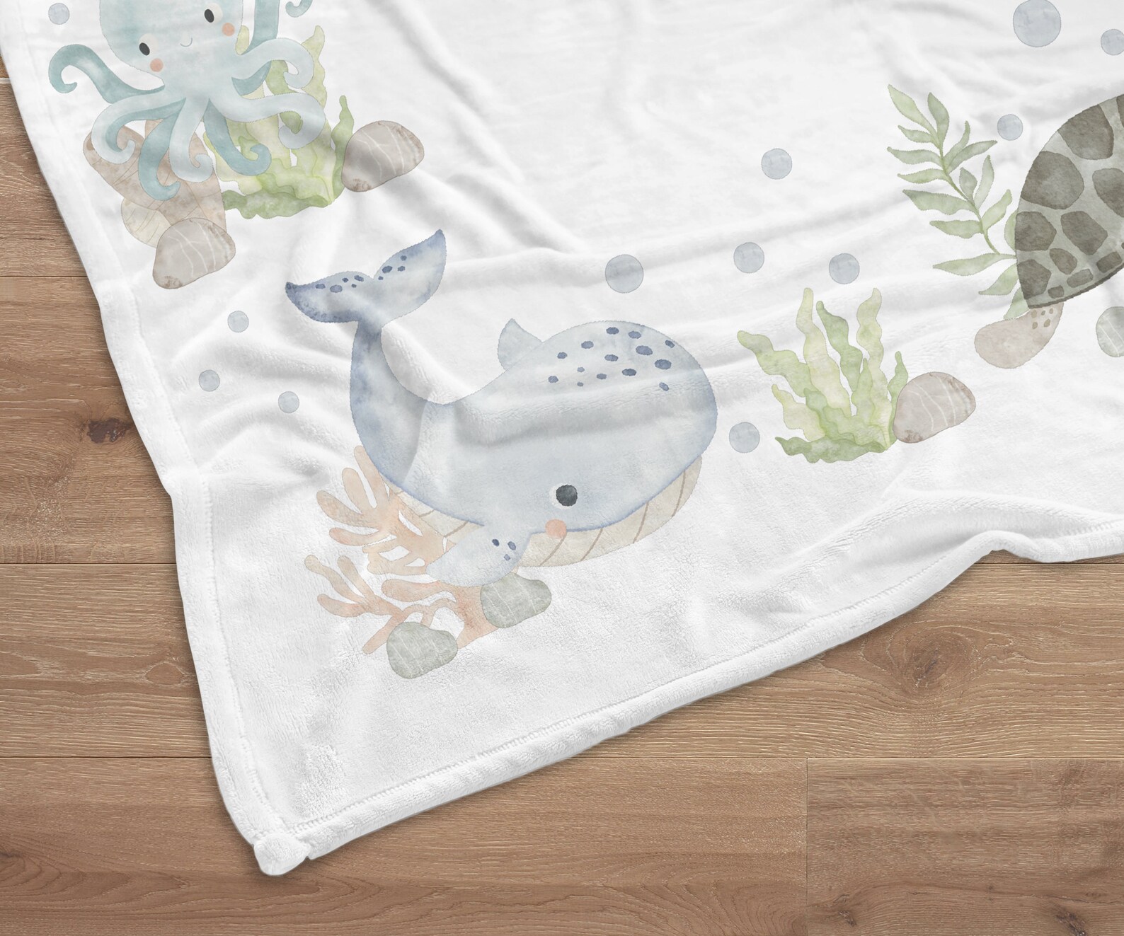 Baby Boy Ocean Milestone Blanket, Under the Sea Baby Name Blanket ...