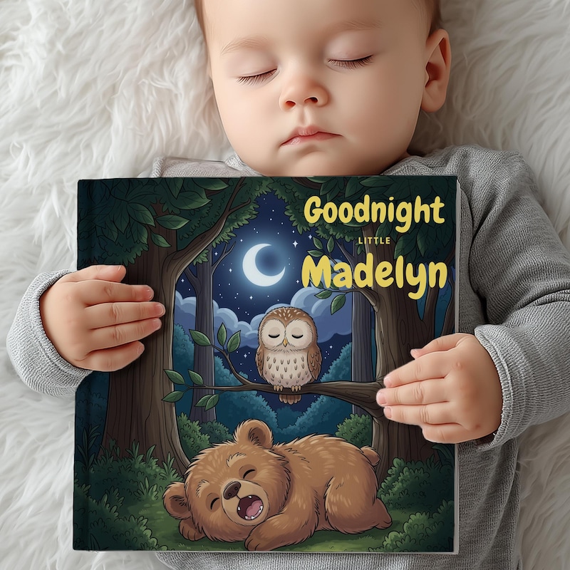 personalized baby name storybook, first birthday keepsake book, custom bedtime gift for baby boy or girl