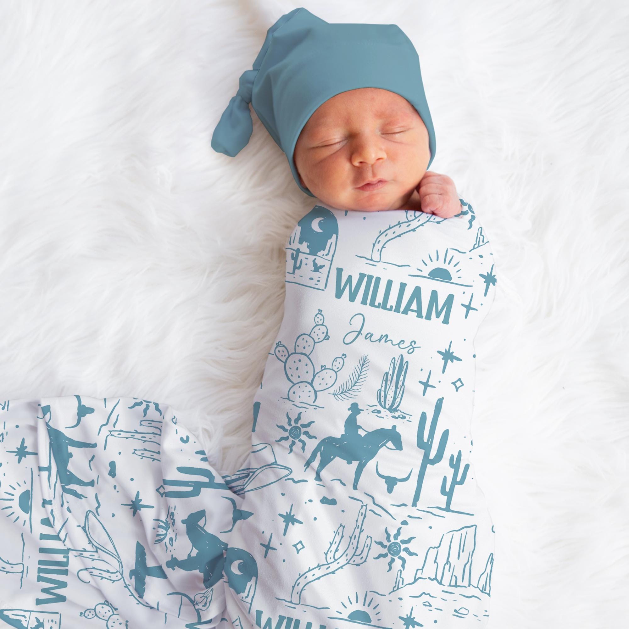 RATIVE Newborn Baby Swaddle Blanket Set With Headband Or Cap – 33.5" Square, 4-Way Stretch For Unisex Infants 0-3 Months - View #5